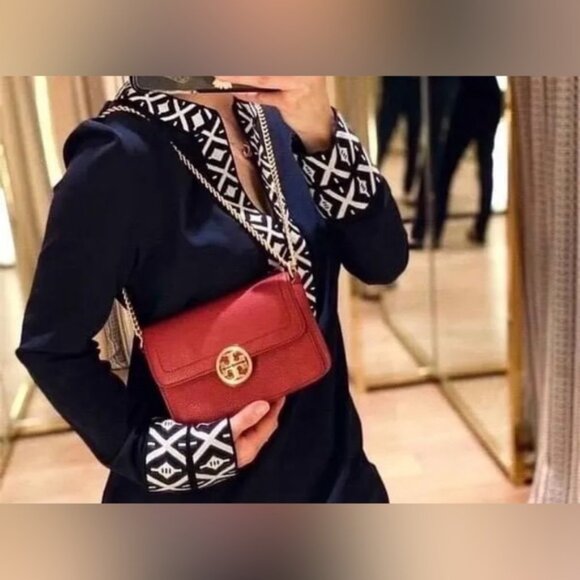 TORY BURCH ARIANA‎ V Neck Tunic with Taping Blouse Embroidered Knit Trim Size 4 - Picture 3 of 16